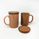 Mauve Ceramic Coffee Mug With Lid Set Of 2 Pieces - 280ml Each | Studio Pottery Ceramic Mugs For Coffee, Tea, Milk - Microwave Safe & Leak Proof