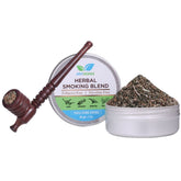 Natural & Ayurvedic Herbal Smoking Blend 1 Pack 1 Oz/ 30g Can With Wooden Circular Pipe | Helps To Quit Smoking - Tobacco-Free & Nicotine-Free Smoking Mixture
