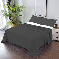 Double Bedsheets For King Size With 2 Pillow Covers - 108 X 108 Inches, Dark Grey | 750 Thread Count Sateen Finish Luxuries - Ideal For Guest Room, Hotel Quality | 3 Piece Bed Sheet