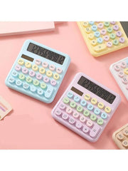 Bluetick Desktop Calculator - 12 Digit Display | Big Buttons - Solar Power | 1 Year Warranty | Aesthetic Candy Color (White) | Gifts For Your Classmates Family And Friends