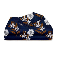 Double Printed Bedsheet With 2 Pillow Covers | 86 X 88 Inches, Dark Blue & White | Soft Brushed Microfiber-Breathable & Wrinkle Free Easy To Wash At Home