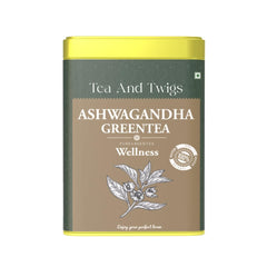 Tea And Twigs Ashwagandha Green Tea - 30gm, 1.05 Ounce, 15 Teabags | Ayurvedic Blend Of Himalayan Green Tea, Natural Ashwagandha & Real Cardamom - Boosts Immunity & Improves Memory, Caffeine Free
