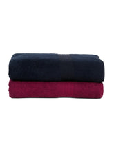 Creeva Classic Bath Towel 1000 Gsm (Wine & Navy) - Set Of 2