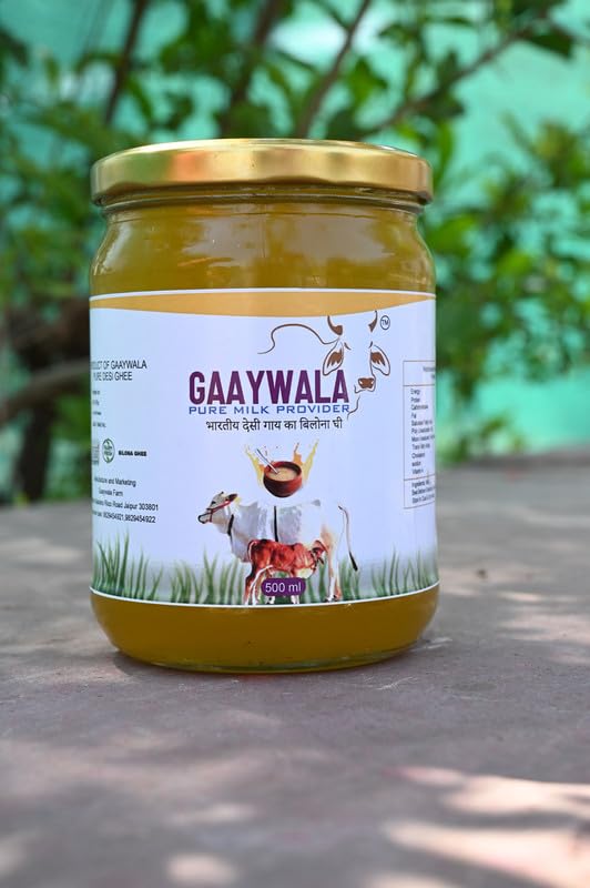 Premium Natural Cow Ghee By Gaaywala | Good Source Of Protein Fiber Healthy Pure Desi Cow Ghee Perfect For Rotis | (500ml) 16.9 Ounce | Jar Pack Premium Natural Cow Ghee By Gaaywala | Good Source Of Protein Fiber Healthy Pure Desi Cow Ghee Perfect For Rotis | (500ml) 16.9 Ounce | Jar Pack