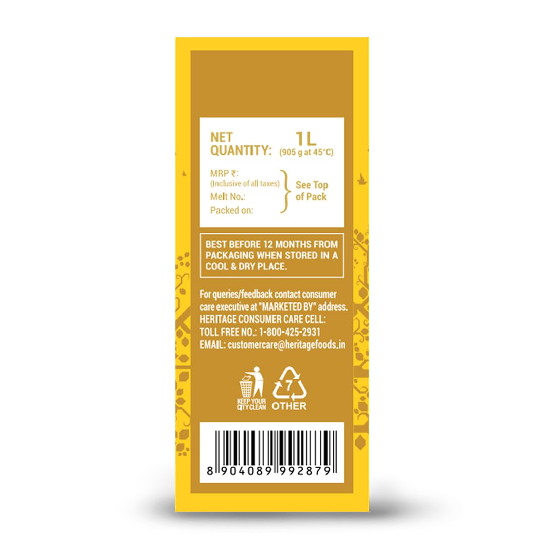 Pure Organic Cow Ghee By Heritage | Good Source Of Healthy Desi Cow Ghee Perfect For Boost Energy | 2 Litre (1 Litr * 2) 67.6 Ounce | Box Pack Pure Organic Cow Ghee By Heritage | Good Source Of Healthy Desi Cow Ghee Perfect For Boost Energy | 2 Litre (1 Litr * 2) 67.6 Ounce | Box Pack