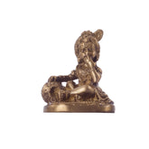 Laddu Gopal Eating Makhan Brass Showpiece Statue, Bal Gopal, Brass, Gold Idol, Antique Finish, Home DƩcor, Religious,Handmade Idol, God Statue