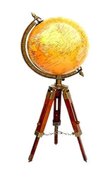 Antique Nautical Brass World Globe & Map With Tripod Stand Home Studio, Living Room Decoration, For Kids & Students Learning, Pack Of 1