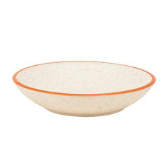 Studio Pottery Matt Finish Ceramic Serving Bowl - Off White & Brown, Diameter – 21 Cm, 500ml | Rice & Salad Bowl - Snack Bowl, Vegetable & Pasta Serving Bowl