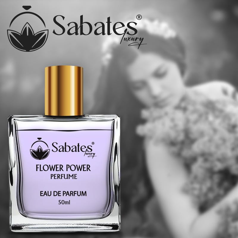 Sabates Flower Power Eau De Perfume 50ml 1.6 Fl.oz. | Classic Feminine Elegance Fragrance | Long Lasting Premium Scent Sabates Flower Power Eau De Perfume 50ml 1.6 Fl.oz. | Classic Feminine Elegance Fragrance | Long Lasting Premium Scent
