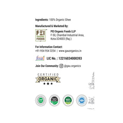 Pure Gir Cow Ghee By Gau Organics | Natural Hand Made Curd Churned Desi Ghee Helps To Boost Immunity | (1 Litr) 33.8 Ounce | Jar Pack