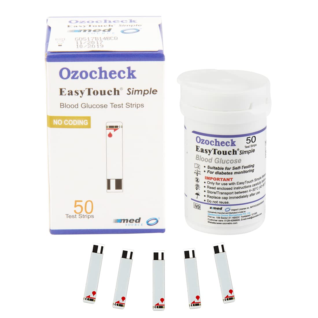 Ozocheck OZET050 Blood Glucose Test Strips | Accurate & Fast Results - Pack of 50 Strips (Only Strips) Ozocheck OZET050 Blood Glucose Test Strips | Accurate & Fast Results - Pack of 50 Strips (Only Strips)