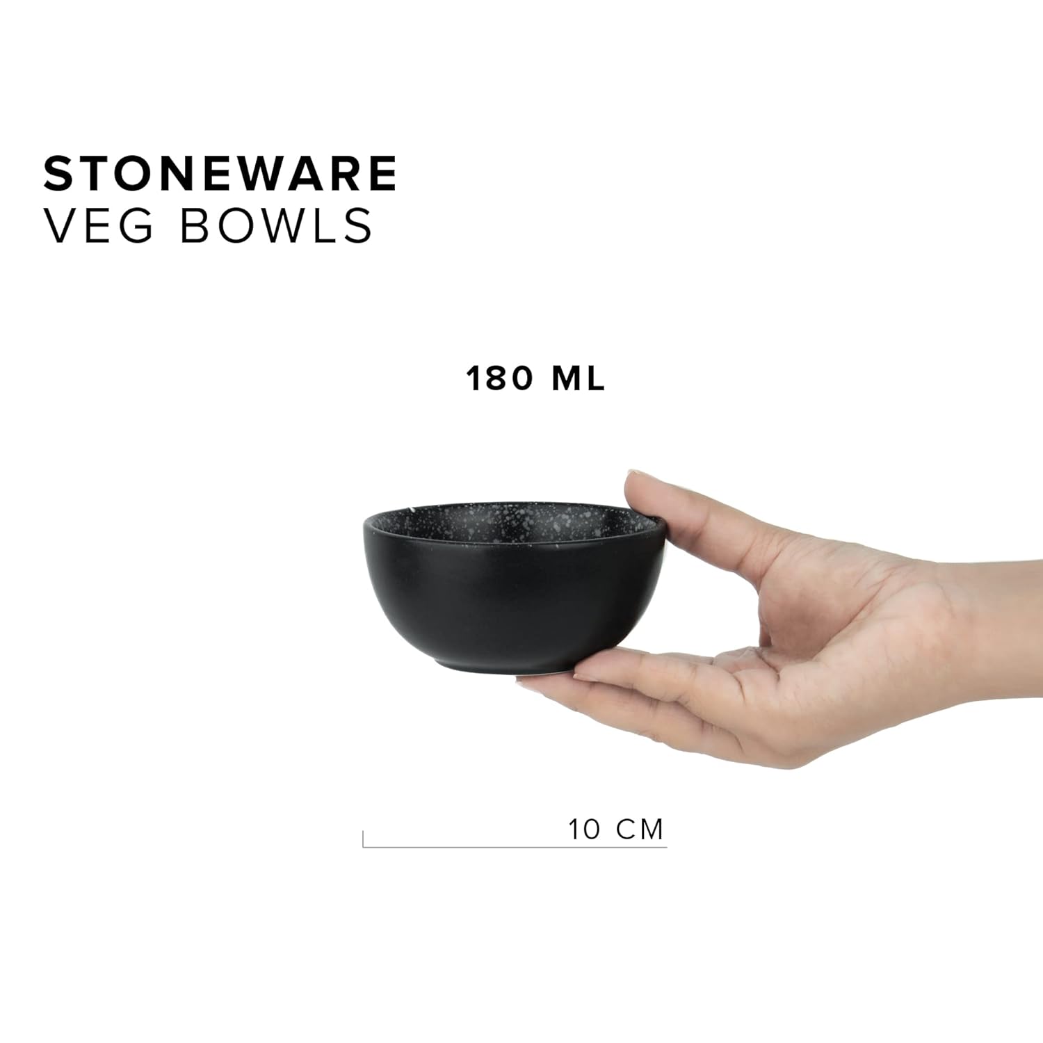 Ceramic Veg Bowls Set Of 6 For Dinner - 180ml Each, Black Speckle | Katori Set With Matte Finish - Porcelain Ceramic Bowls Set | Dessert Bowl Set Ceramic Veg Bowls Set Of 6 For Dinner - 180ml Each, Black Speckle | Katori Set With Matte Finish - Porcelain Ceramic Bowls Set | Dessert Bowl Set
