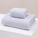 HomeCloud Korean Bath & Face Towel 400 Gsm | Plush Soft & Luxury Towel Set With Hanging Loop | 3x Softer Than Cotton Towels | Set Of 2 (Grey)