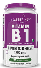 Healthyhey Nutrition Vitamin B1 Thiamine Mononitrate 1700mcg | 120 Veg Capsules, 200gm 0.4lbs