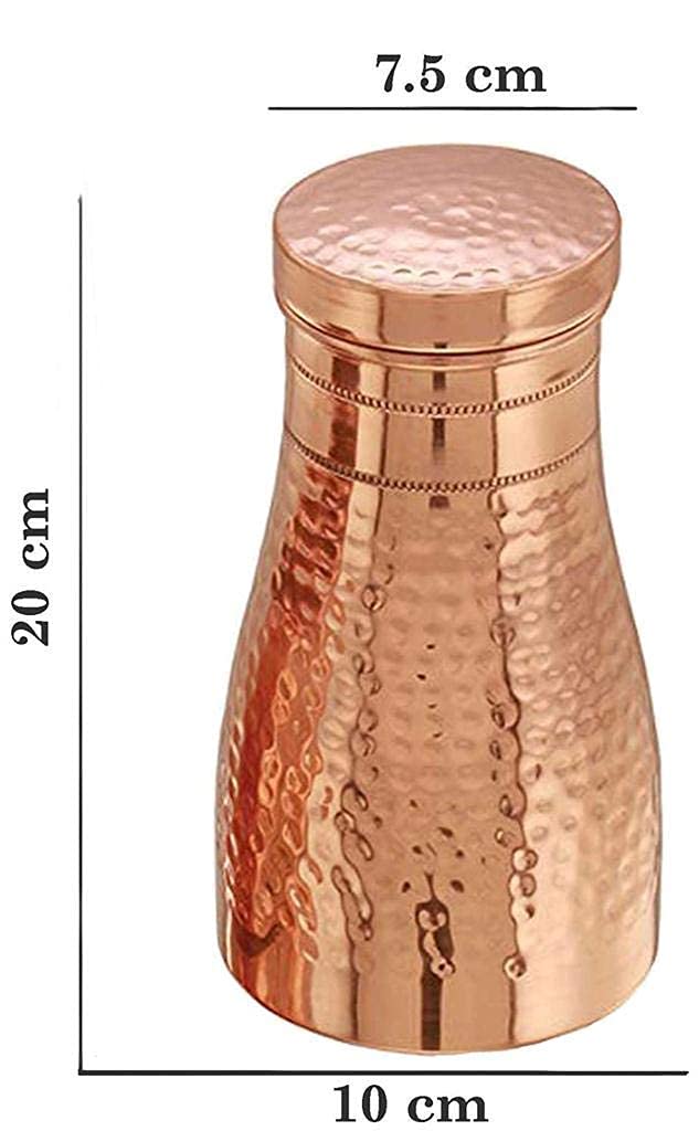 Pure Copper Bedroom Water Bottle - 1 Liter | Bedside Carafe - Bedroom Jar With Inbuilt Copper Glass - Vessel Pure Copper Bedroom Water Bottle - 1 Liter | Bedside Carafe - Bedroom Jar With Inbuilt Copper Glass - Vessel