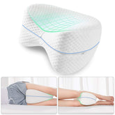 Orthopedic Pillow For Leg Pain Relief, Memory Foam Pillow For Back Pain, White Color | For Pregnancy, Knee Support With Washable Cover, Anti-Slip, Adjustable, Portable - Design 6