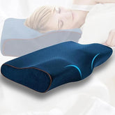 Contour Memory Foam Pillow, Orthopedic Pillows For Sleeping, Navy Blue | Pillows For Neck Pain Relief, Ergonomic Cervical Pillows | For Side & Back Sleepers, Breathable, Adjustable