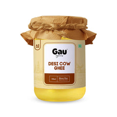 Pure A2 Desi Cow Ghee By Gau Organics | Natural Hand Made Curd Churned Desi Ghee Helps To Boost Immunity | (500ml) 16.9 Ounce | Jar Pack