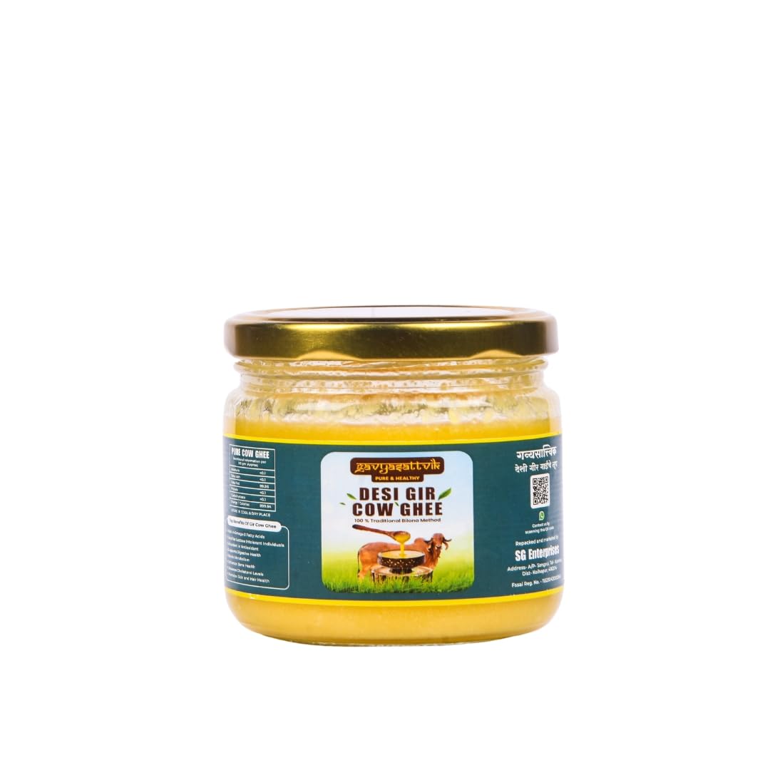 Natural Desi Gir Cow Ghee By Gavyasattvik | High In Protein Fiber Healthy Desi Cow Ghee Perfect For Diet | (250ml) 8.4 Ounce | Jar Pack
