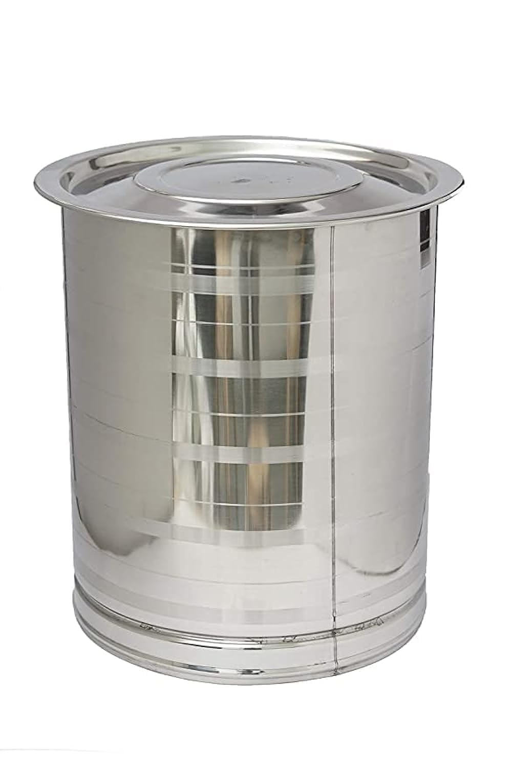 Stainless Steel Atta Tanki Or Container, Box, Drum, Pawali, Tanki With Lid - 26 No. | Silver Stainless Steel Atta Drum - Set Of 1 Stainless Steel Atta Tanki Or Container, Box, Drum, Pawali, Tanki With Lid - 26 No. | Silver Stainless Steel Atta Drum - Set Of 1
