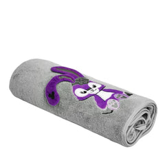 Cotton Bolls Textiles Bunny Bliss Microfiber Kids Bath Towel 350 Gsm | Quick Drying Towels For Baby Towel (Grey)