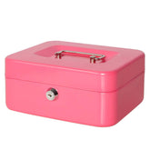 Small Cash Box With Key Lock - Durable Metal Cash Box With Money Tray, Colour - Pink, Lock Type - Key