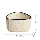 Handcrafted Ceramic Triangular Ribbed Dip Bowls Set Of 4 - White & Black, 50ml Each | Chutney Bowls, Ketchup Bowls - Mini Bowls
