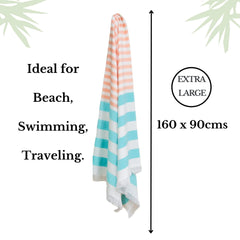 Mush 100% Bamboo Extra Large Bath Towels 700 Gsm | Ultra Soft, Absorbent, Quick Dry Bath Towel For Men & Women (Light Green-Grey & Peach-Turquoise)- Pack Of 2