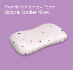 Premium Memory Foam Baby & Toddler Pillow, Bed Pillow - 20.5 X 11.5 X 2.5 Inch | Removable Cover, Perfect For Sleeping, Reading, Resting | Triangles Print, Adjustable Pillow