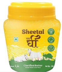 Organic Cow Ghee By Sheetal | Delicious & Nutritious Healthy Desi Cow Ghee Ideal For Spreading On Bread | (500ml) 16.9 Ounce | Jar Pack