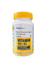 Farma One Vitamin D3 600 Iu (15 Mcg) + Vitamin K2 (55 Mcg) Mk-7 Menaquinone, Bone & Muscle Health, Immunity Booster | 120 Veg Tablets , 200gm 0.4lbs