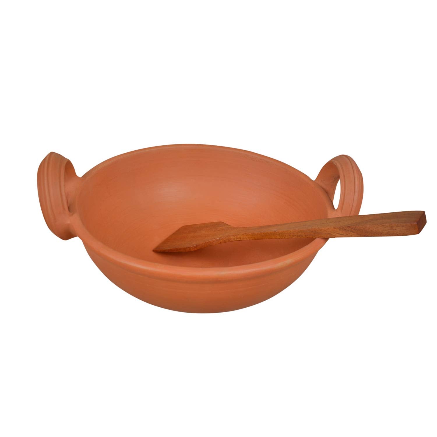 Earthenware Handcrafted Natural Clay Indian Wok - Brown Clay Kadhai, 1.5 Liters Earthenware Handcrafted Natural Clay Indian Wok - Brown Clay Kadhai, 1.5 Liters
