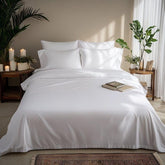 Double Bedsheets For King Size With Pillowcases - 108 X 108 Inches, White | Soft Breathable Bamboo Fabric - Bedroom Decor Comfortable Bedsheets