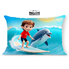 Kids Pillow Cushion With Super Soft Fabric Pillow - 12 X18 Inches | Animal & Cartoon Prints, Soft Pillow, Dual Sided Design | Multi-Purpose, Durable & Easy Care, Made In India - Design 9