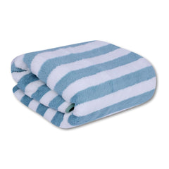 Fezora Microfiber Bath Towels Strip 290 Gsm | Extra Soft Plush & Quick Dry High Absorbency Large Size Towels For Bathing (Pista & White)