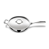 Triply Stainless Steel Wok With Lid | Deep Fry Pan Or Kadai With Induction Base - 26cm, 3.3 Liters