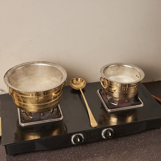 Handcrafted Brass Patila For Cooking, 5 Liters | 100% Pure Brass Round Heavy Bottom | Tapeli - Patila - Bhagona | Golden Brass Handi - Hammered, Polished Cooking Handi Handcrafted Brass Patila For Cooking, 5 Liters | 100% Pure Brass Round Heavy Bottom | Tapeli - Patila - Bhagona | Golden Brass Handi - Hammered, Polished Cooking Handi