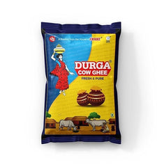 Natural Premium Cow Ghee By Durga Ghee | Rich In Protein & Fiber Healthy Desi Cow Ghee Good For Boondi Laddus | (1 Litr) 33.8 Ounce | Pouch Pack