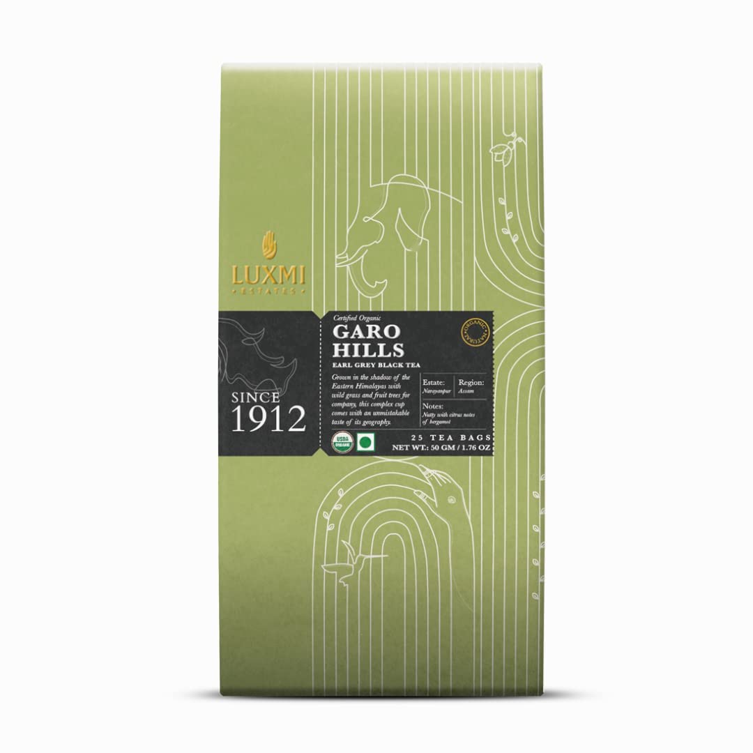 Luxmi Estates Garo Hills + A Tale Of Two Estates English Breakfast Black Tea Pack Of 2 - 50gm, 1.7 Ounce, 25 Tea Bags Each | USDA Organic Certified Tea - High Caffeine Black Tea Luxmi Estates Garo Hills + A Tale Of Two Estates English Breakfast Black Tea Pack Of 2 - 50gm, 1.7 Ounce, 25 Tea Bags Each | USDA Organic Certified Tea - High Caffeine Black Tea