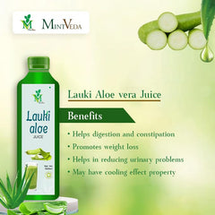 Mint Veda Lauki Aloe Vera Juice Rejuvenates Skin & Hair, Natural Juice For Skin Care, No Added Sugar | 1000ml 2.2lbs Each Pack Of 2