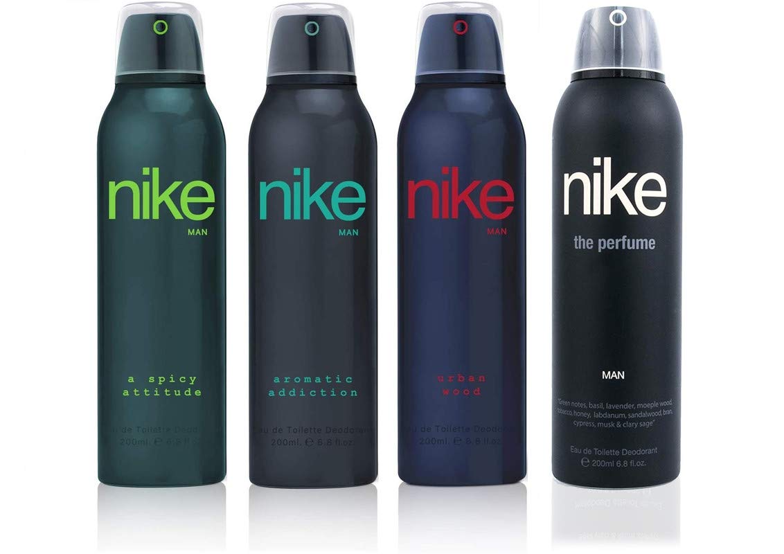Nike A Spicy Attitude, Aromatic Addiction, Urban Wood & The Perfume EDT Deodorant 800ml 27.0 Fl.oz. Pack Of 4 | Perfect Gift Set For Men Nike A Spicy Attitude, Aromatic Addiction, Urban Wood & The Perfume EDT Deodorant 800ml 27.0 Fl.oz. Pack Of 4 | Perfect Gift Set For Men