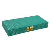 Decorative Shagun Cash Gift Box For Money Gaddi, Jewellery, Gifting Sagan Wedding Occasion, Dot Pattern, Leatherette Finish Rectangle Shape, Colour - Green