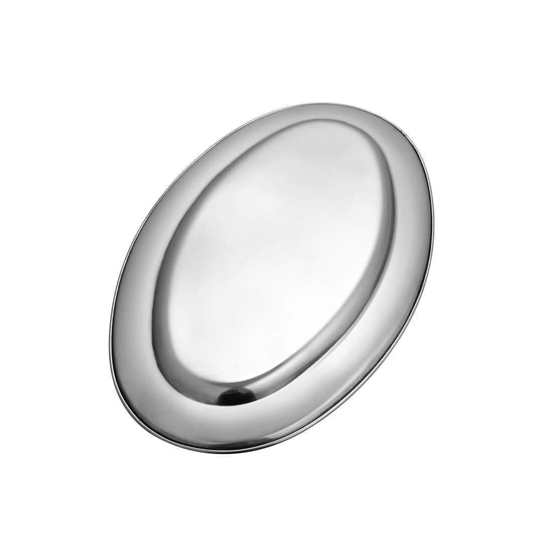 High Grade Stainless Steel Spazos Oval Tray, Silver | Big Enough To Serve 7-8 Cups At A Time, 35 Cm - Durable, Rust Free & Dishwasher Friendly High Grade Stainless Steel Spazos Oval Tray, Silver | Big Enough To Serve 7-8 Cups At A Time, 35 Cm - Durable, Rust Free & Dishwasher Friendly