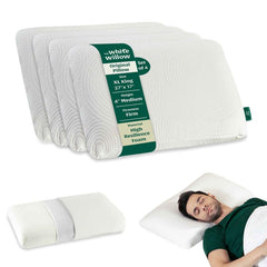 Hard Memory Foam Cervical Pillow For Sleeping, White, Standard Size - 4 Inch | Hard Pillow For Neck & Shoulder Pain Relief | Orthopedic Pillow For Back, Side & Stomach Sleepers - Set Of 4