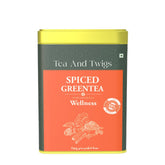 Tea And Twigs Spiced Green Tea - 30gm, 1.05 Ounce, 15 Pyramid Teabags | 100% Pure Spices - Cinnamon, Cardamom, Clove, Black Pepper, Ginger & Green Tea | Soothing & Relaxing Tea, Caffeine Free