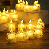 PLASTIC FLAMELESS & SMOKELESS LED TEALIGHT CANDLES SET OF 8 FOR CANDLIGHT DINNER