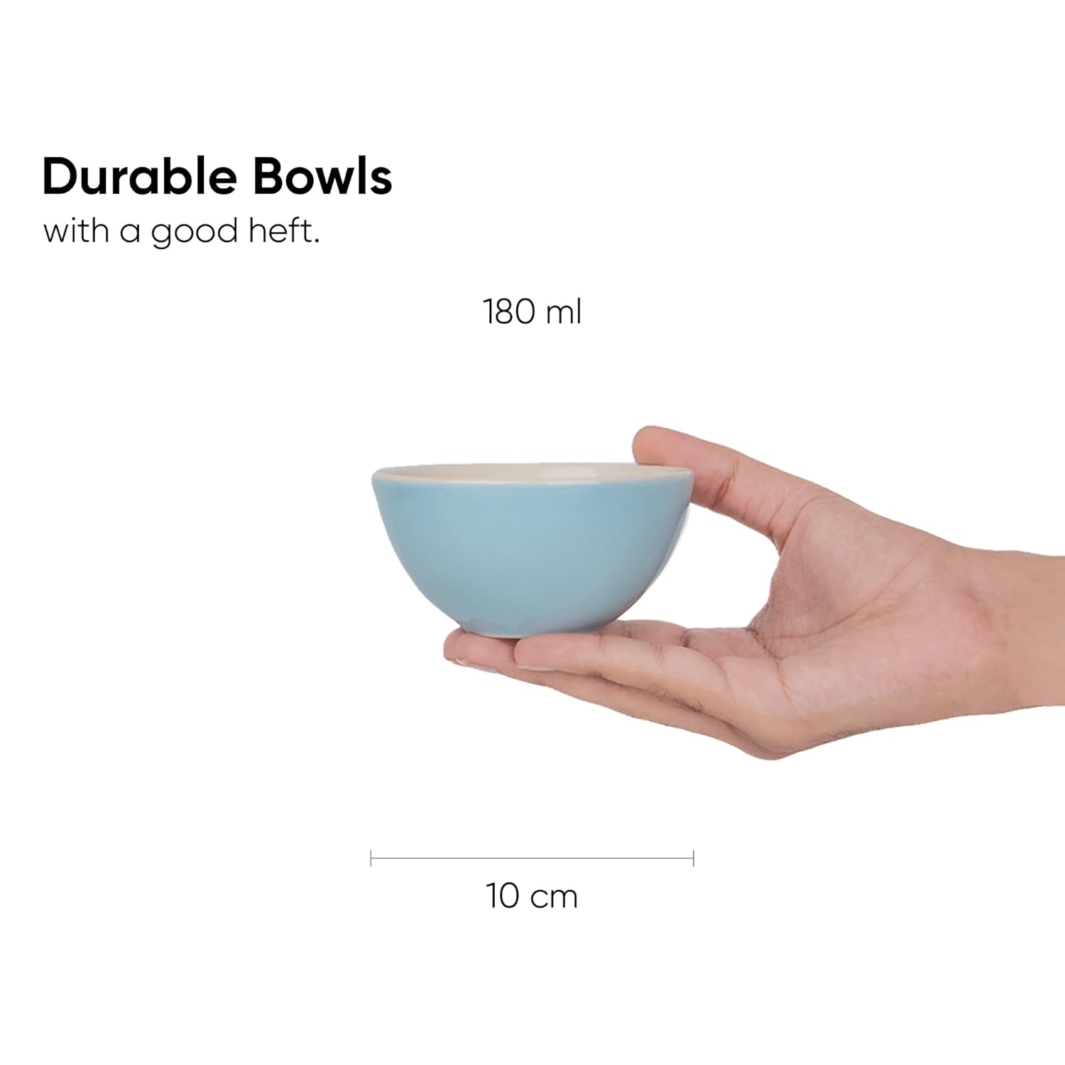 Ceramic Veg Bowls Set Of 6 For Dinner - 180ml Each, Subtle Blue Ivory | Katori Set With Glossy Finish - Stoneware Ceramic Bowls Set | Dessert Bowl Set - Durable & Microwave Safe Ceramic Veg Bowls Set Of 6 For Dinner - 180ml Each, Subtle Blue Ivory | Katori Set With Glossy Finish - Stoneware Ceramic Bowls Set | Dessert Bowl Set - Durable & Microwave Safe