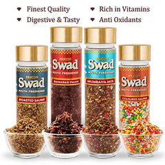Panjon Swad Mouth Fresheners (Coloured Saunf, Mumbaiya, Banarasi Pan & Roasted Sauf Mukhwas) 440gm, (110gm *4) Combo Pack