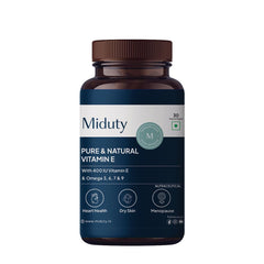Miduty Pure Natural Vitamin E Capsules, Enhanced With Omega 3,6,7,9 Sea Buckthorn Berry Oil , Boosts Immunity , Balance Cholesterol , Better Heart Health | 30 Softgel , 50gm 0.1lbs