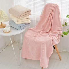 Linear Microfiber Towel 300 Gsm | Soft & Absorbent Large Size Bath Towel For Men & Women (Yellow)